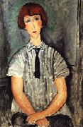 Amedeo Modigliani Yound Woman in a Striped Blouse oil painting artist